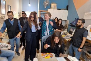 Youth from Jabal Mohsen and Beb El Tebbeneh at Kahwetna community center in Tripoli meeting the German Ambassador in Lebanon
